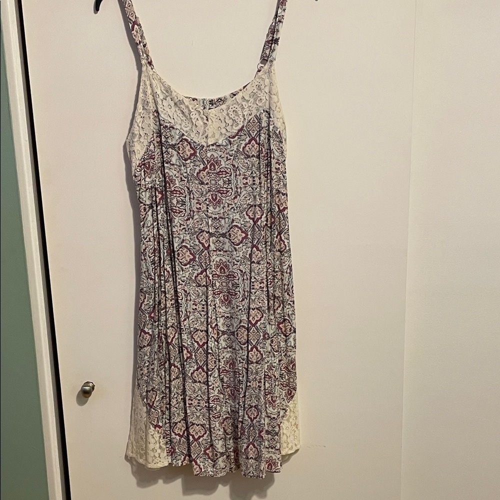 Floral Patterned Dress with Lace Straps